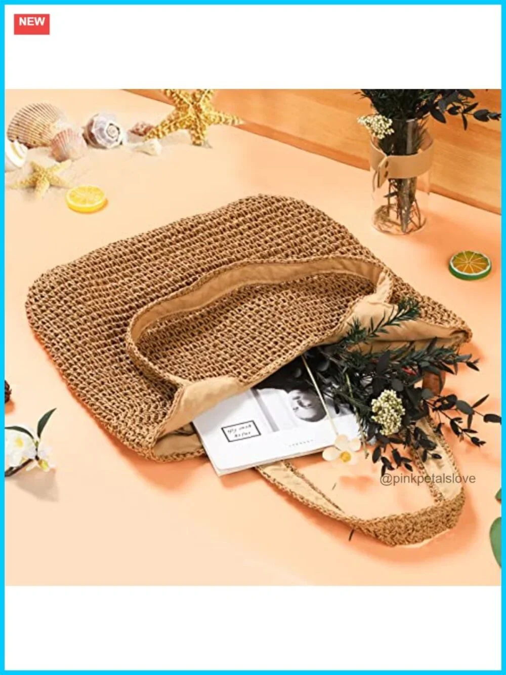 Handmade Straw Woven Hobo Tote Bag Beach Summer Shoulder Bag Large Capacity